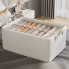 Pull-out Design Clothes Basket Durable Fabric Storage Container Bamboo Cotton