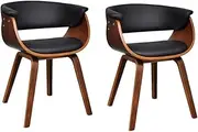 [vidaXL] Scandinavian Style Dining Chairs, Set of 2, Beautifully Bent Wood and Faux Leather, Ideal for Dining and Relaxation, Adjustable Seat Height