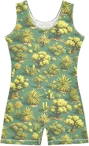 [FRODOTGV] Green Cactus Trees Gymnastics Leotards for Girls Kids Tumbling Outfit for Excise, Tumbling Class, Biketards