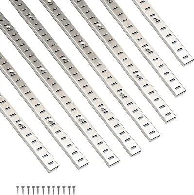 Adjustable Shelf Bracket 40 Inch 8 Pack Silver Pilaster Strips Rail Track Wall