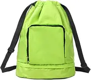 Nayubo Drawstring Bag for Men Women Outdoor Sports String Bag with Shoes Compartment Lightweight Large Foldable Backpack for Swim Gym Beach Workout Travel Hiking (Green)