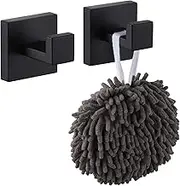 KOKOSIRI Bath Towel Hook Wall Mount Square Robe Hook Coat Hook, Bathroom Kitchen Garage Heavy Duty Wall Mounted, SUS 304 Stainless Steel, Matte Black, B1010BK-P2