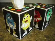 One TISSUE BOX COVER - M&M KIDS - Plastic Canvas