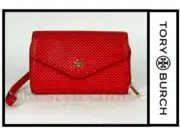 NWT Tory Burch Red w/ gold poka dots Zip Wristlet Leather Wallet