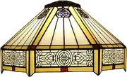 Tiffany Lamp Shade Replacement Yellow Hexagon Stained Glass Mission Lampshade Only with Cap fit for Table lamp Pendant Light Ceiling Fixture,16" KeYJ