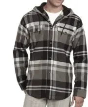 QUIKSILVER Men's DOCK Hooded Flannel - BLK - Small - NWT