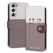 S22 Plus Wallet Case 3 Credit Card Slot ID Card Holder, PU Leather Flip Case with Strap - Pink
