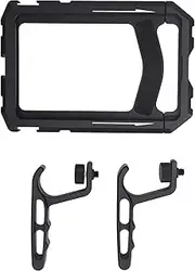 Universal Phone Cage, Aluminum Cellphone Video Rig Kit with 2 Handles, Smartphone Stabilizer Grip Tripod Mount with 1/4 inch Screw Cold Shoe, for ARRI Port Vlogging iPhon Samsun