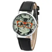 Veile Studios Cat In Glasses Number Analog Watch Black Watches