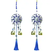 2PCS Wind Chimes Sun Evil Eye Bell Door Pendant Wall Hanging Art Garden Decor