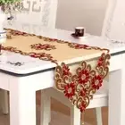 High Quality Tablecloth European Court Handmade Brown&Red Embroidered Hollow