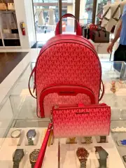 Michael Kors Medium Jaycee Women Girls Backpack Bag Satchel + Double Zip Wallet