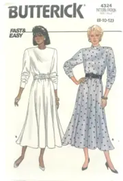 Butterick Fast & Easy Pattern #4324 - Ladies Dress (Sizes 8, 10 & 12)