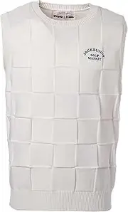 Jack Bunny(ジャックバニー) 262-5173123 Men's Crew Neck Knit Vest (5G, Sheeting Material, Stretchable), Golf, 030_White