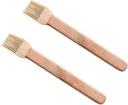 Kisangel 2Pcs Basting Oil Brush Wooden Flat Handle Silicone Barbecue Brush for Baking and Cooking Durable Acacia Mangium Utensils for BBQ Grill and Kitchen Use