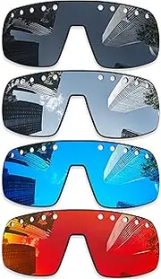 [Combine8] Combime 8 Premium Polarized Mirror Replacement Lenses for Oakley Sutro Vented OO9406 Sunglasses - Black+Silver Mirror+Blue Mirror+Fire Red Mirror, Blacksilverbluered, One Size