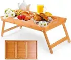 Bamboo Fold Up Lap Tray Tea Coffee Table Wooden Breakfast in Bed Serving Tray