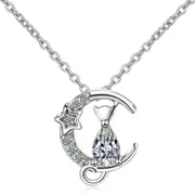 2PCS Copper Woman Fashion Jewelry Retro Simple Moon Necklace Pendant