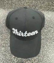 13 FISHING ** CLASSIC BLACK ' THIRTEEN' ** FLEXFIT HAT - M/L - HCB10