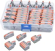 XALXMAW 62Pcs Compact Splicing Connectors Wire Connectors Kit, Electrical Connectors 1, 2, 3, 4 and 5 Circuit Inline Splices 28-12 AWG