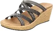 [Skechers] Cali Women's BEVERLEE - TIGER POSSE - Bohemian Embroidered Multi-Strap Wedge Sandal