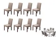 8pcs Chair Cover Universal Fitted Jacquard Seat Protector Cover for Party Home Kitchen Decor-Khaki