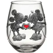 Cartoons Mickey And Minnie 20 Ounce Stemless Wine Glass Clear