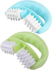 Pack of 2 Roller Massagers, Neck Massager, Back Muscle Rollers, Hand Roller, Massage Stick, Massage Mat, Full Body Massage, Hand Massage, Household Muscle Roller, Stick Roller, Plastic