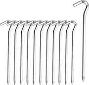 Tent Pegs, Premium 7inch Aluminium Tent Stakes with Hook, Heavy Duty Garden Camping Pegs for Pitching Tent Canopies in Hard Ground (20Pcs)