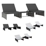 Reclining Garden Chairs with Table Deck Chair Patio 2 pcs Poly Rattan vidaXL