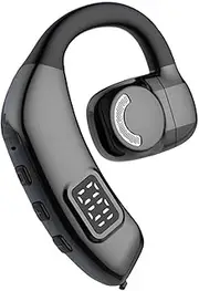 Bluetooth Headset V5.3, Wireless Bluetooth Earpiece, 30Hrs HD Calling, LED Display Hands-Free Bluetooth Earphone, Single Ear Headset, for Running/Driving/Work/Cycling (Black)