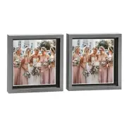2x Grey 10" x 10" Acrylic 3D Box Photo Picture Frame - Black 8" x 8" Mount