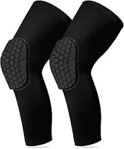 Knee Compression Pads,Compression Knee Sleeve for Knee Pain,Knee Pads Wrestling Knee Brace Leg Sleeves Honeycomb Pad for Volleyball Basketball,Hex Knee Pads Sleeve for Youth and Adult L(Black 2 Pcs)
