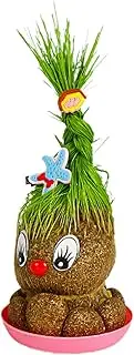 Potted Head Grass Doll – Humanoid Grass Planter with Tray, Creative Indoor Decoration | Eco-Friendly Green Hair Doll for Kids’, Home, Or Study Room Display