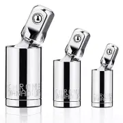 3PCS Universal Joint Socket Set, 1/4” 3/8” 1/2” Drive Swivel Socket Adapter S
