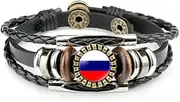 European national flag leather bracelet, Time Gem leather bracelet, Sports event fan cheer bracelet (Russia, Russia, One size, Flag color), One size, Faux Leather, no inlay