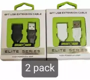 (2) x USB Extension Cable ~ High Power 2.4 Amp 6 ft. Length (Set of 2)