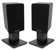 2) Rockville RockShelf 54B Black 5.25" Home Bookshelf Speakers+8" Speaker Stands