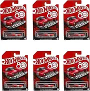 [Hot Wheels] Mattel Dream Mobile, 80th Anniversary Collector's Edition, Die-Cast Model Car, Red, Bundle of 6