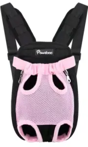 Pawaboo Adjustable Front Black And Pink Pet Backpack Carrier Size XL