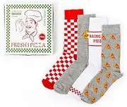 [Urban Eccentric] Unisex Pizza Box Gift Set | 4 Pairs Cotton Rich Socks Premium Novelty Gifts