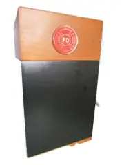 FD FIRE DEPARTMENT Urn for Ashes Modern Wooden Adult Cube Black Brown