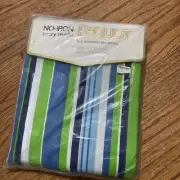 Vintage Pequot double sheet fitted green blue white Stripes no iron muslin