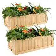 Giantex 2x Wood Raised Garden Bed Folding Planter Box Outdoor Planting Bed Flower Vegetable Herbs