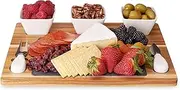 Twine Acacia & Slate Cheese Board Set - Charcuterie Board Bowls and Knives - Slate Cheese Tray Wood Cheese Board - 7-Piece Set of 1, Brown
