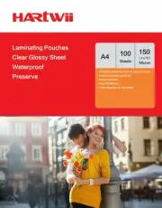 Hartwii 100 Sheets A4 Glossy Transparent Laminating Pouches Film 150 Micron
