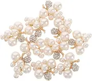 TINEASUR Bridal Headpiece Charms Diy 10pcs Rhinestone Pearl Flower Embellishments Flatback Alloy Rhinestone for Wedding Veils