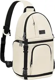 MOSISO Camera Sling Bag, DSLR/SLR/Mirrorless Case Shockproof Photography Camera Backpack with Tripod Holder & Removable Modular Inserts Compatible with Canon/Nikon/Sony/Fuji, Beige