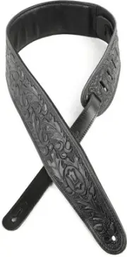 Levy's PM44T01 Leather Guitar Strap - Black (2-pack) Bundle