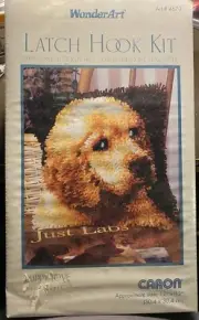 New Labrador Puppy Love Latch Hook Kit Wonder Art Dog #4670 Caron 12" x 12"
